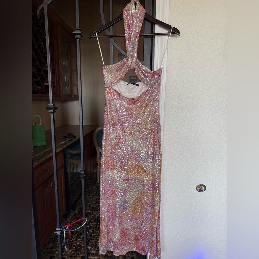 Zara sequin knotted halter dress - Picture 4 of 6